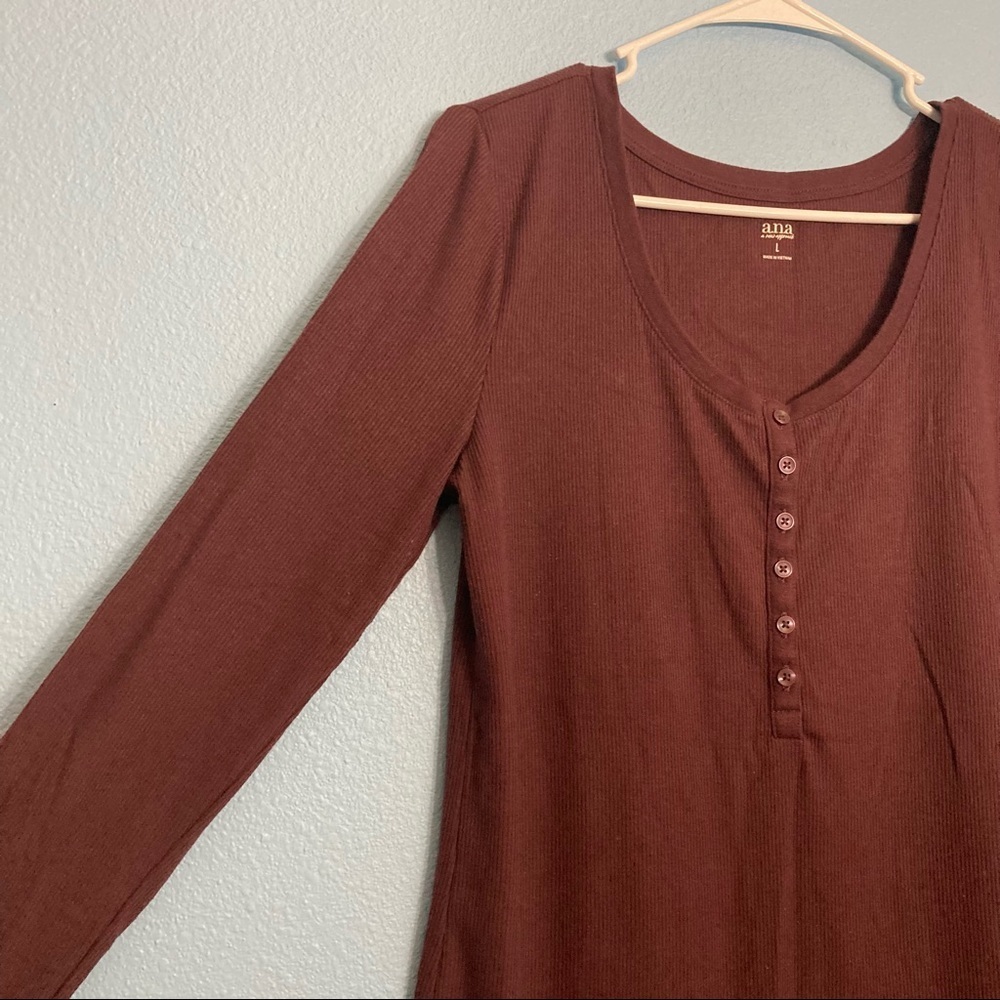 A.N.A. LongSleeve Top - Maroon - Size Large - Picture 2 of 7